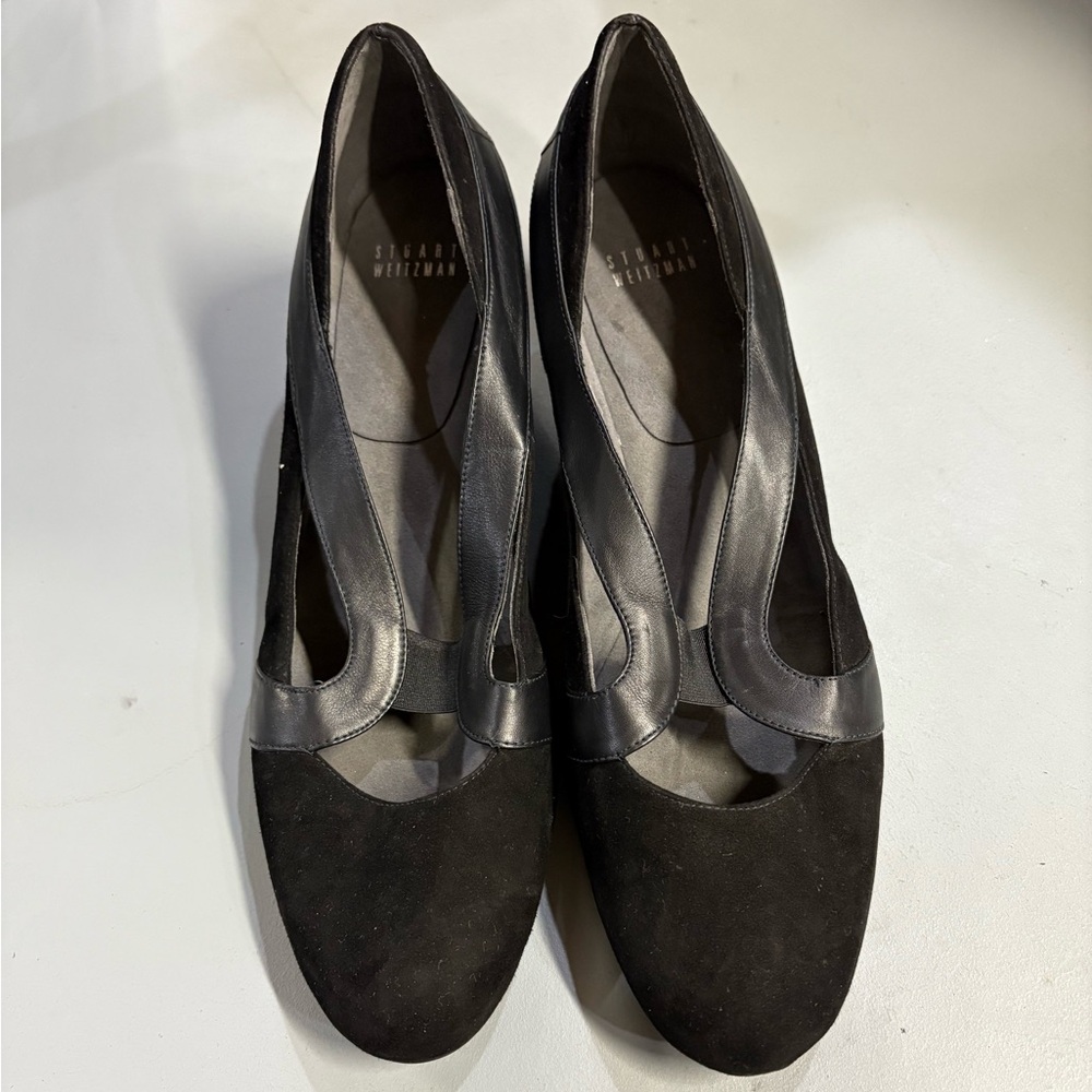 Stuart Weitzman black cutout wedge